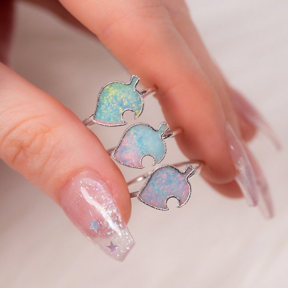 Thesixofcups Tom Nook Animal Crossing Opal Ring Handmade Size 6 - Picture 1 of 3